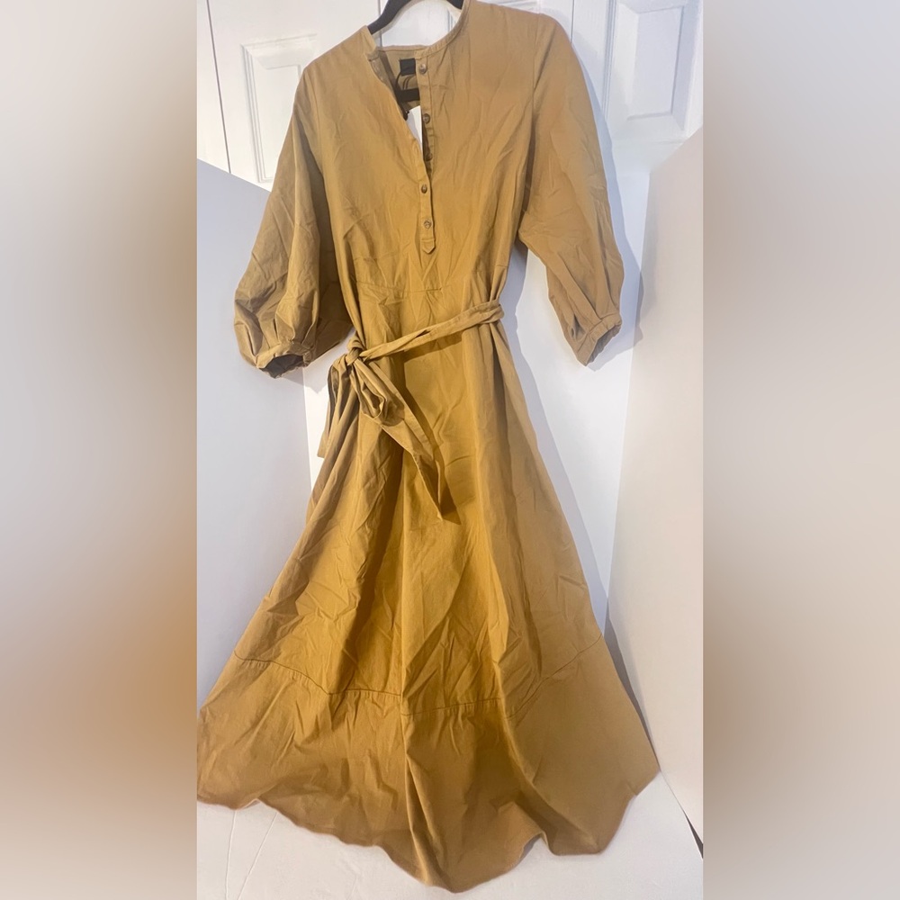 ZARA Belted cotton poplin shirt dress w Balloon Sleeves. ZW Collection  NWT - Picture 9 of 15